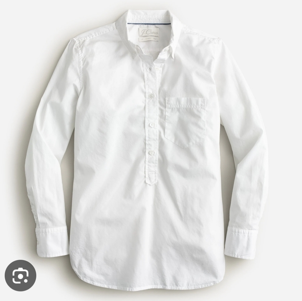 J. Crew White Button-Down Popover Shirt